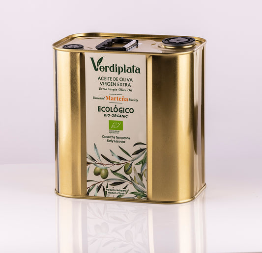 Lata 2,5 L AOVE Ecológico Verdiplata. Variedad Marteña. Caja 4 Uds.