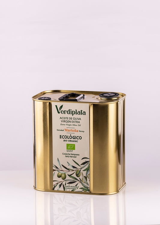 Lata 2,5 L AOVE Ecológico Verdiplata. Variedad Marteña. Caja 4 Uds.